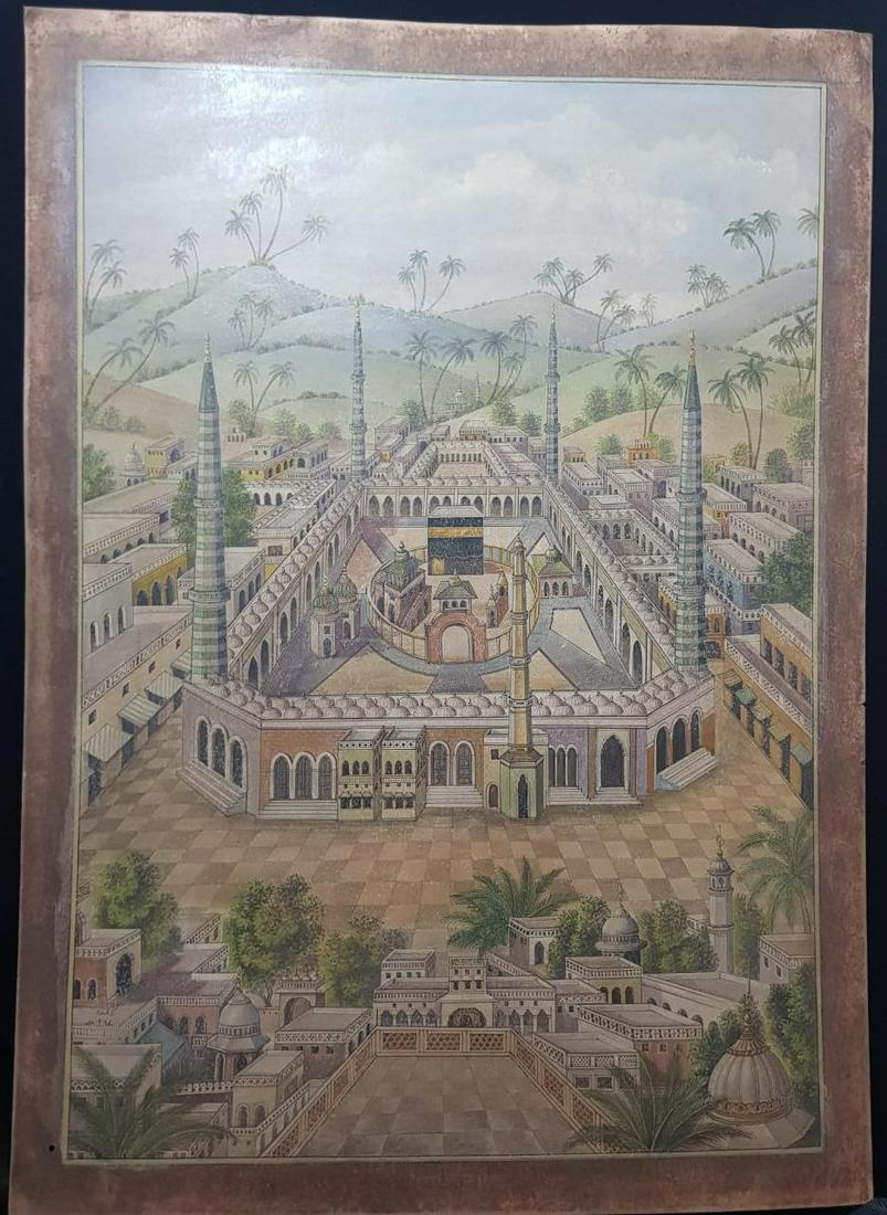 Antique Islamic Handmade painting Kaaba at mecca (1 of 12)