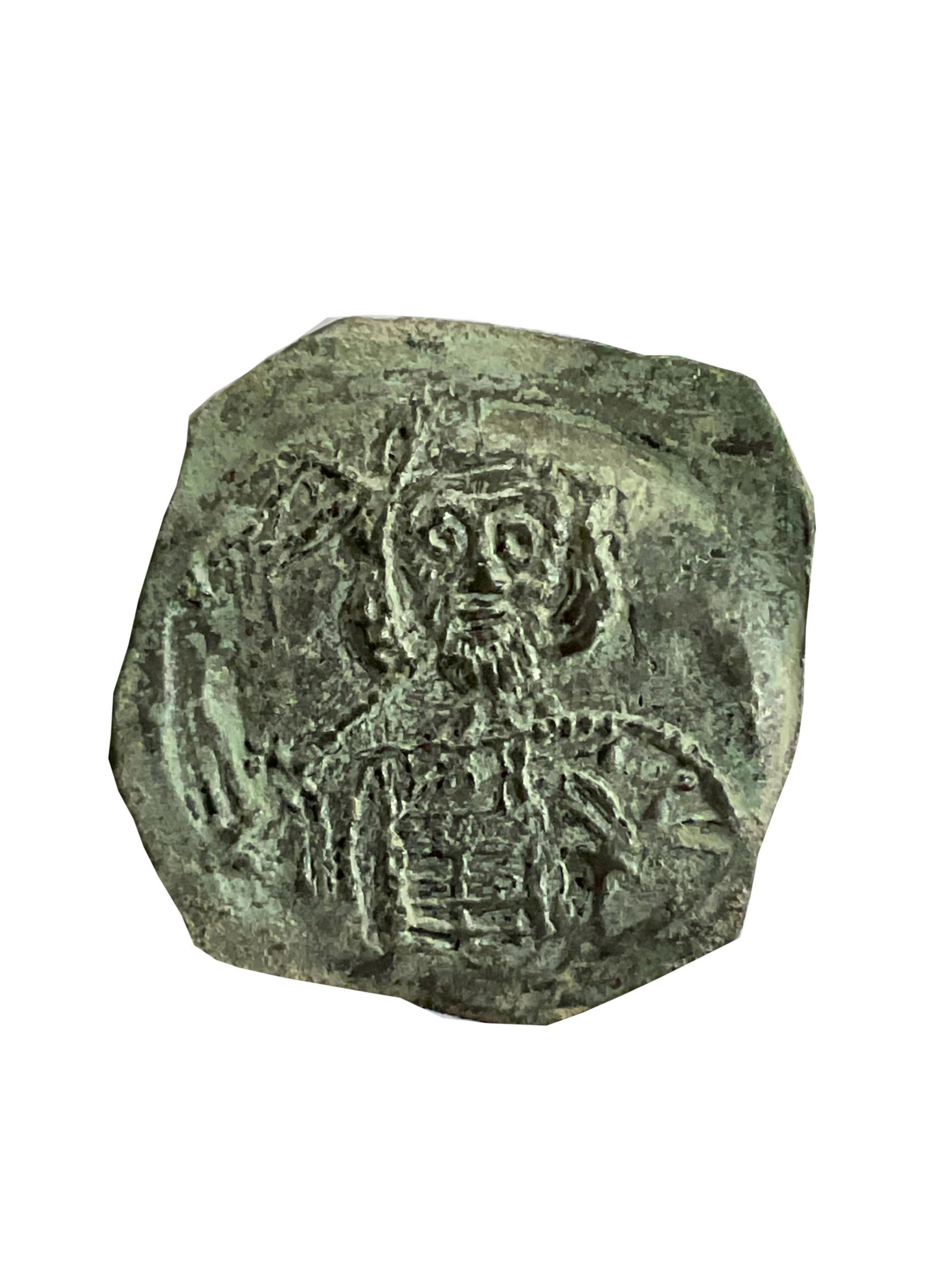 Byzantine Empire, Constantine lV. Pogonatus. 668-685: Title: Byzantine Empire, Constantine lV. Pogonatus. 668-685 C.E. Date/Period: 668-685 C.E. Materials: Bronze follis or 40 nummi Size: 24 mm Description: Byzantine Empire. Constantine lV poponatus. 668