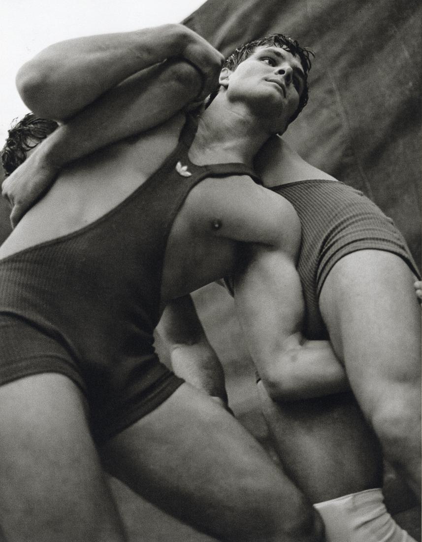 BRUCE WEBER - Bill Scherr, Jim Scherr, Wrestlers: Artist: Bruce Weber Title: Bill Scherr And Jim Scherr, Wrestlers, Santa Monica, California, 1983 Medium: Photogravure, 1988, Spain Dimensions: 8.7x11.2" Description: Heat Wax Mounted on 12x16" Conserv