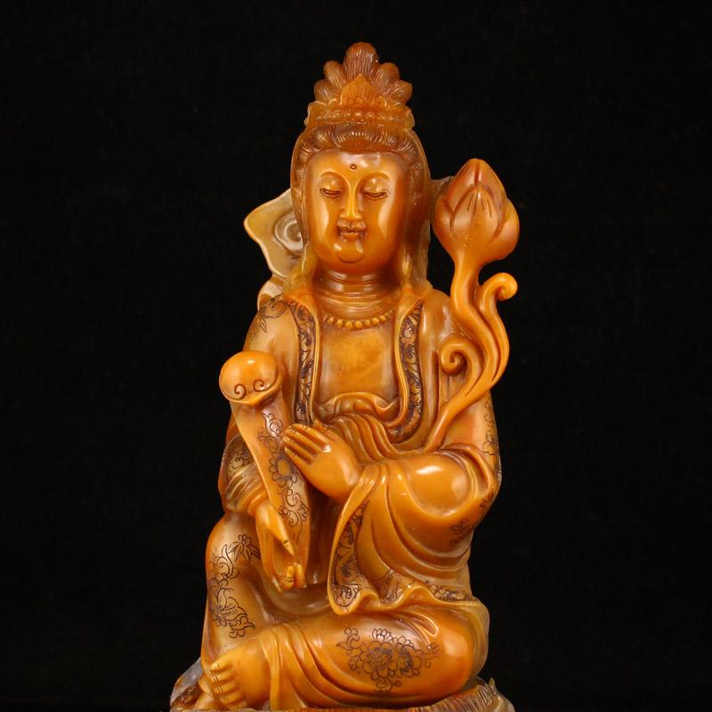 Qing Dy Tianhuang Stone Kwan-yin Statue w Base & Box (1 of 10)