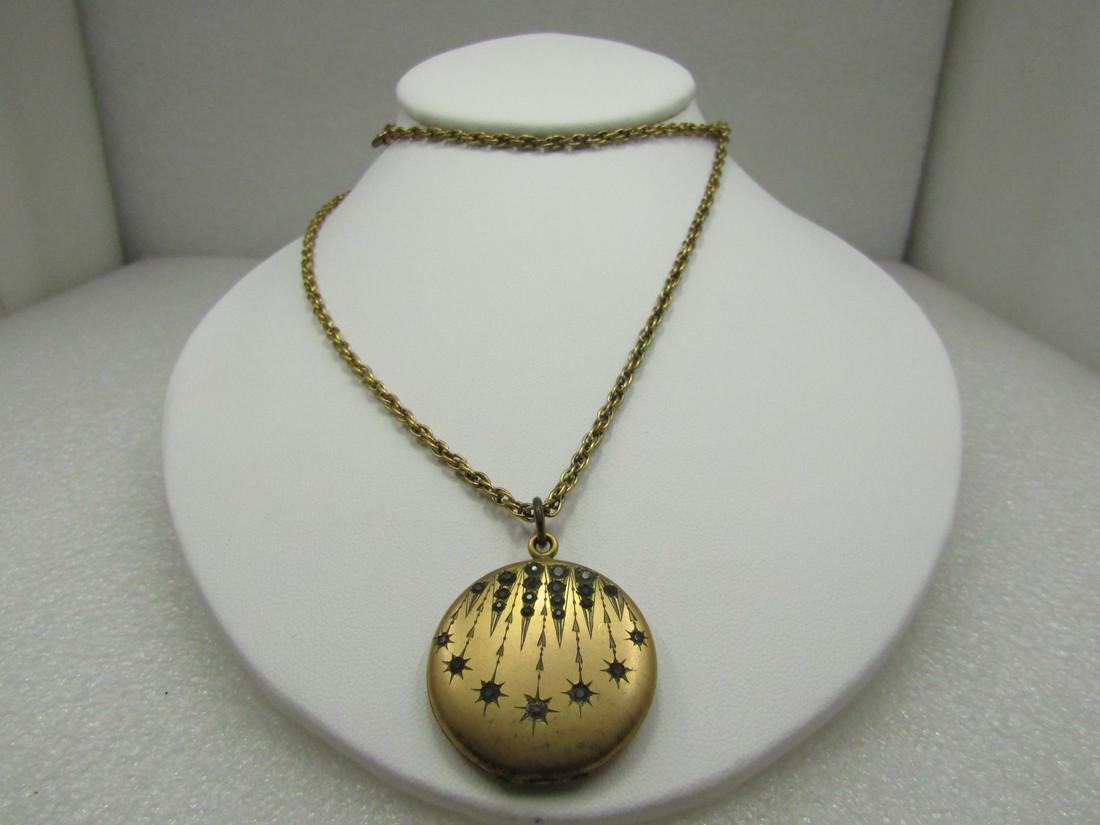 Victorian Rhinestone Locket Necklace, Falling Stars. (1 of 7)