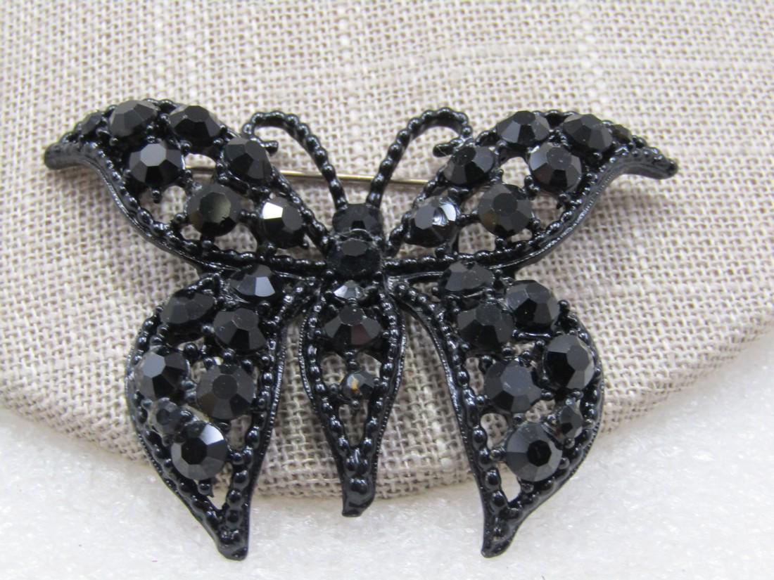 Vintage Weiss Black Butterfly Brooch, 2.5" (1 of 5)
