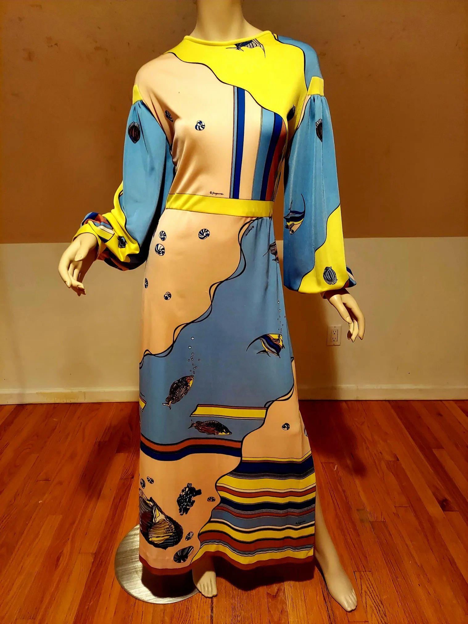 Vtg 1970's Signed Paganne Gene Berk signed maxi dress (1 of 7)