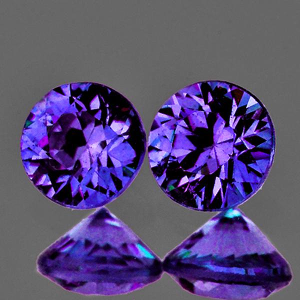 3.70 mm Round Machine Cut 2pcs Natural Intense Purple (1 of 2)