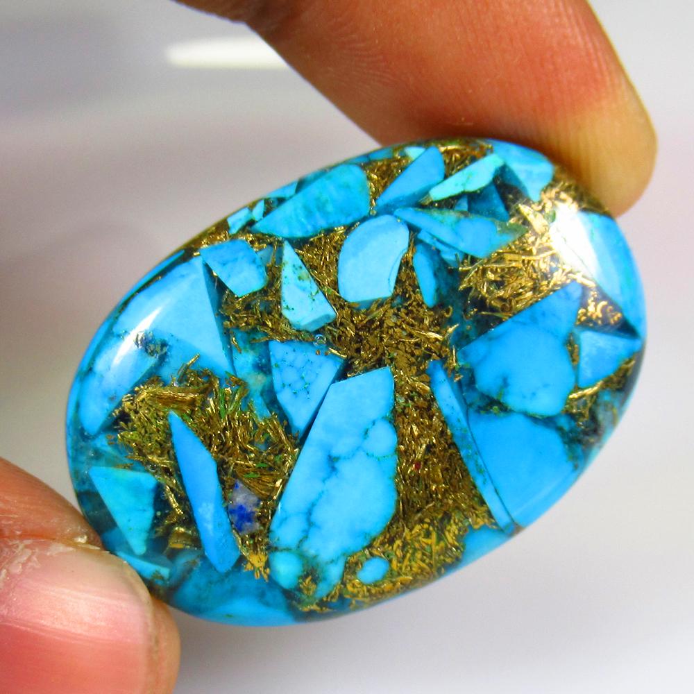 40.37 Ctw Natural Copper Turquoise Oval Cab (1 of 3)