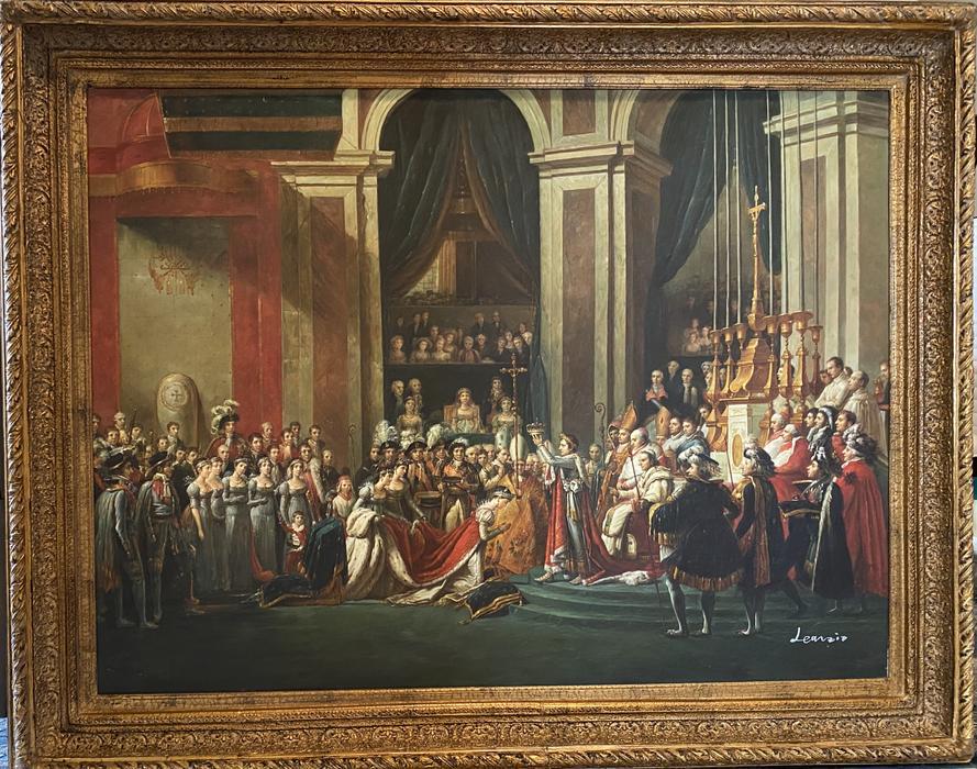 Reproduction of: The consecration of the Emperor: Art- 113 Artist: Learziz Title: Reproduction of: The consecration of the Emperor Napoleon and the coronation of the empress Josephine Medium: Oil Painting Size : 36” x 48” Frame Size: 46” x 56��