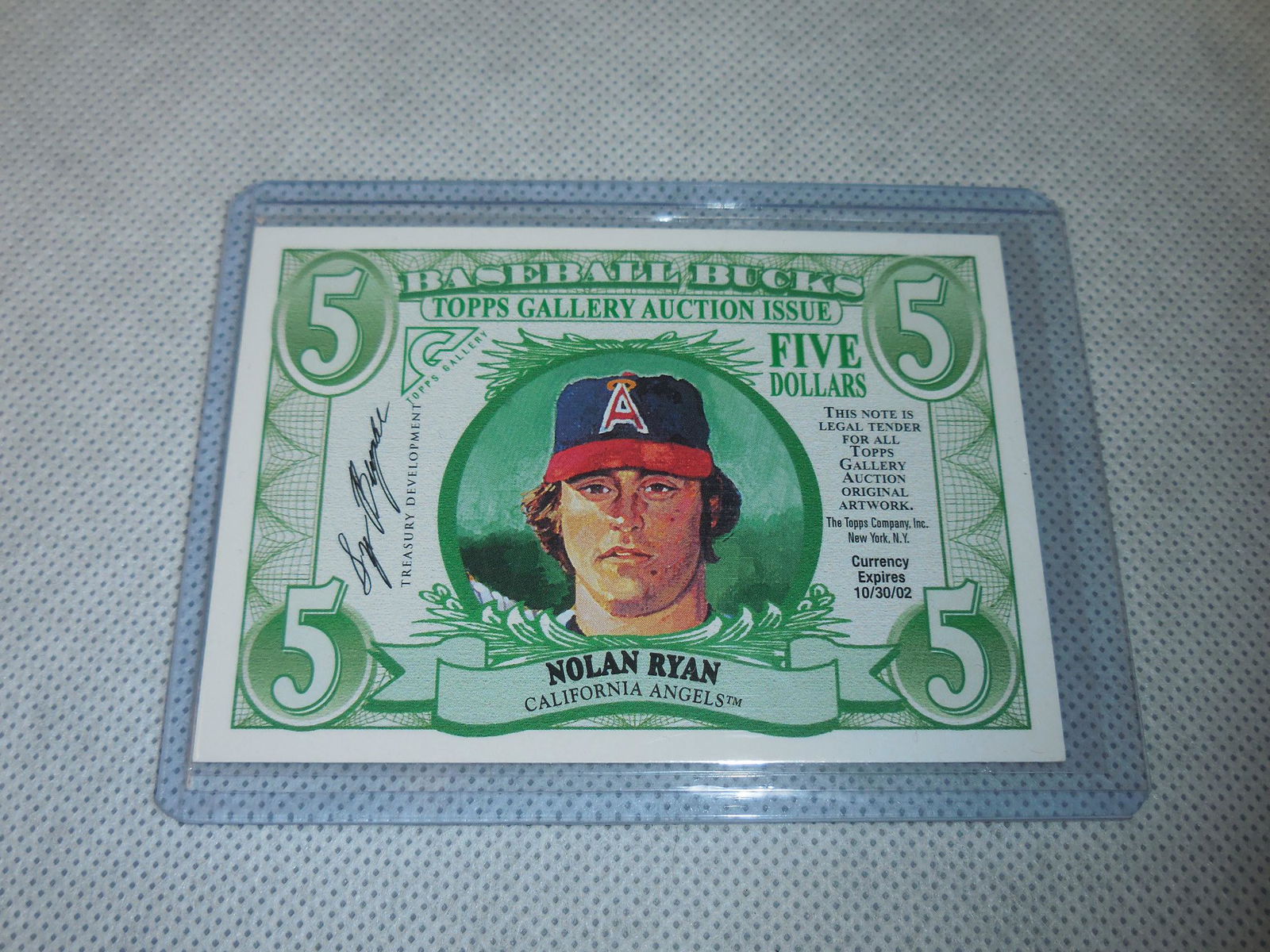 2002 TOPPS GALLERY NOLAN RYAN AUCTION BUCKS CARD (1 of 2)