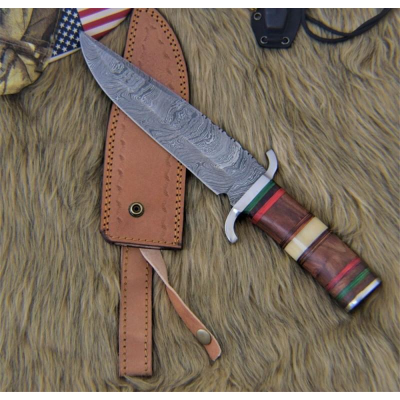 Handmade damascus steel work knife bowie full tang bone: Knife "Frederick" Damascus knives are very durable, look great and keep sharpness perfectly. Damascus steel has high quality contents to give it an excellent edge and sharp cutting ability. The blade 