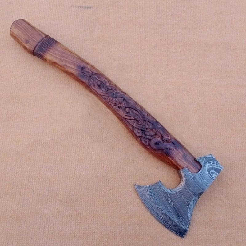 Everyday carry damascus steel chopper tomahawk wood axe: Damascus Axe "Ogre" The axe is one of the first human-made tools. Simplicity of perfection is the very word used to describe damascus axes. The ax has great impact power, it cuts through armor with ea