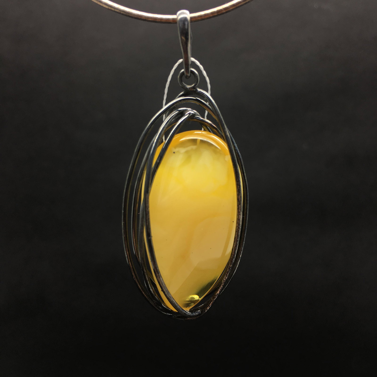 Exquisite Vintage Amber Pendant shaped like a Drop (1 of 8)
