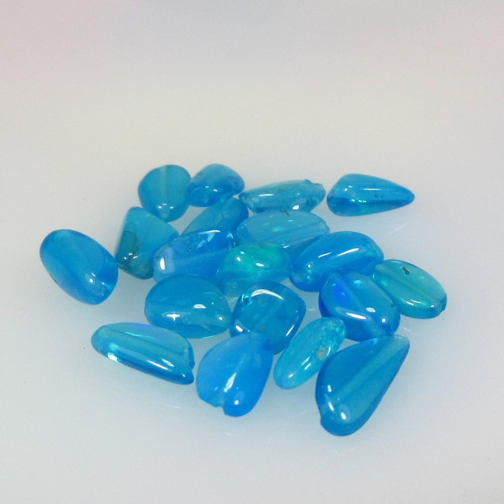 4.15 Ct Natural 20 Drilled Neon Blue Fire Opal Beads (1 of 2)