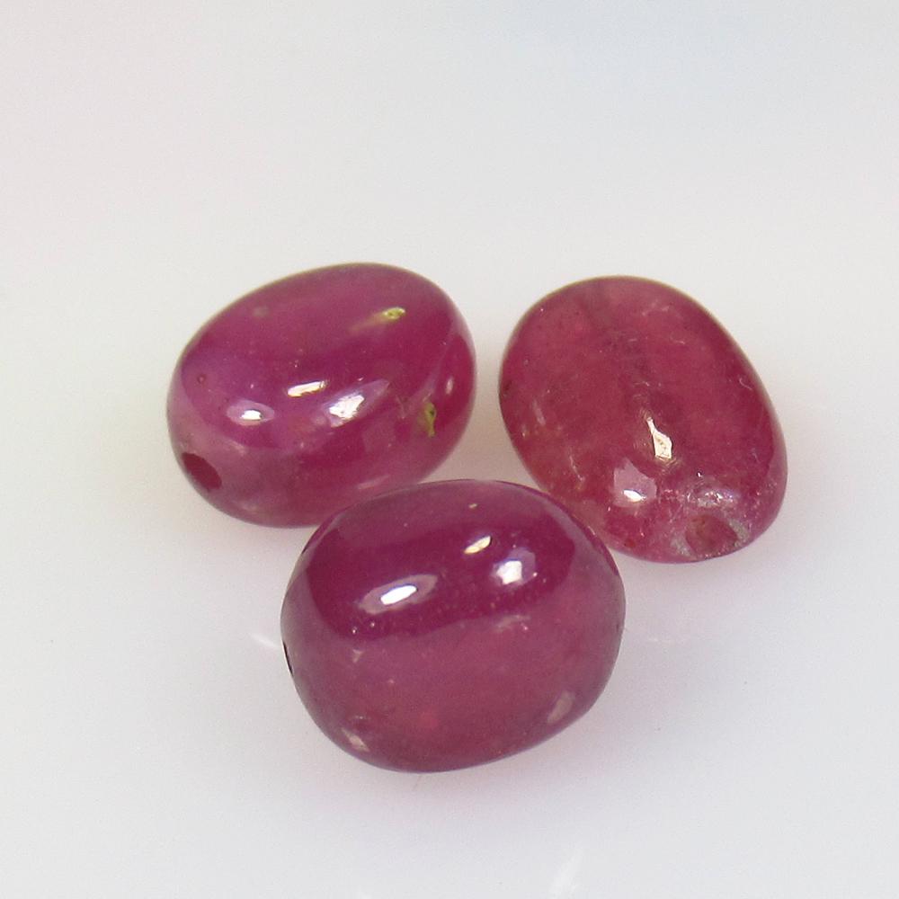14.65 Ct Natural 3 Mozambique Red Ruby Dumble Beads (1 of 2)