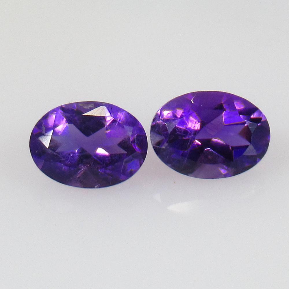 1.51 Ctw Natural Purple Amethyst Oval Pair: No Reserve! Title: 1.51 Ctw Natural Purple Amethyst Oval Pair Stone Clarity: VVS Gemstone: Amethyst Carat Weight: 1.51 Size/Dimensions: 7.10 x 5.20 x 4.10 mm / 2 Pc's Additional Information: Top Class