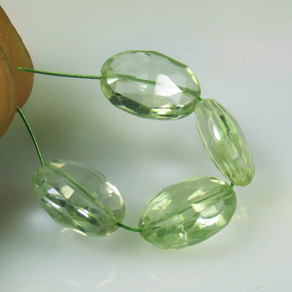 13.50 Ctw Natural 4 Drilled Green Amethyst Dumble Beads (1 of 2)