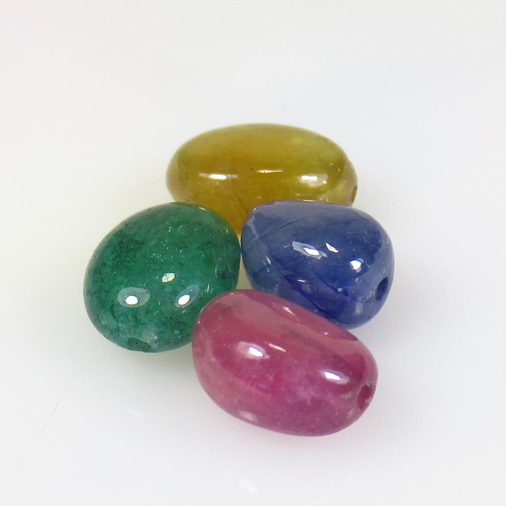 20.51 Ctw Natural 4 Ruby Sapphire Emerald Mixed Beads (1 of 2)