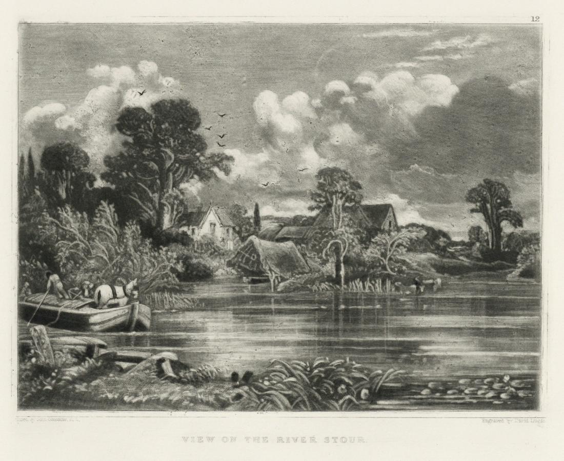 Sir John Constable / David Lucas mezzotint "View on the: This beautiful mezzotint engraving was composed by John Constable and engraved by David Lucas. It is from the much sought-after "English Landscape" series; this impression on cream wove paper is from