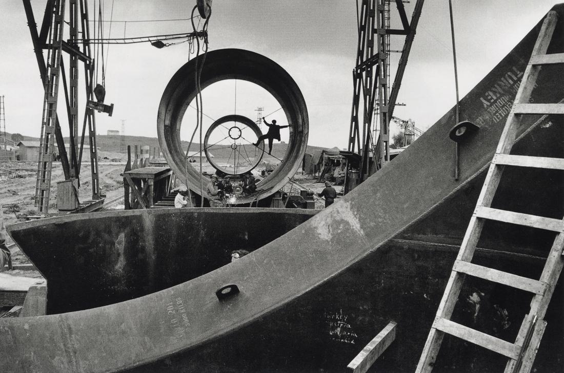 MARC RIBOUD - Chemical Product Factory, Turkey, 1955: Artist: Marc Riboud Title: Chemical Products Factory Under Construction On The Outskirts Of Anakara, Turkey, 1955 Medium: Photo Litho, 2000, Switzerland Dimensions: 10.1x6.7" Description: Heat Wax Mou