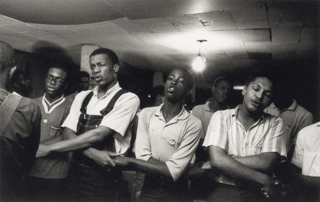 STEVE SCHAPIRO - We Shall Overcome, Mississippi 1965: Artist: Steve Schapiro Title: We Shall Overcome, Clarksdale, Mississippi, 1965 Medium: Photo Litho, 2000, Italy Dimensions: 7x4.4" Description: Heat Wax Mounted on 8.5x11" Conservation Board Artist Bi