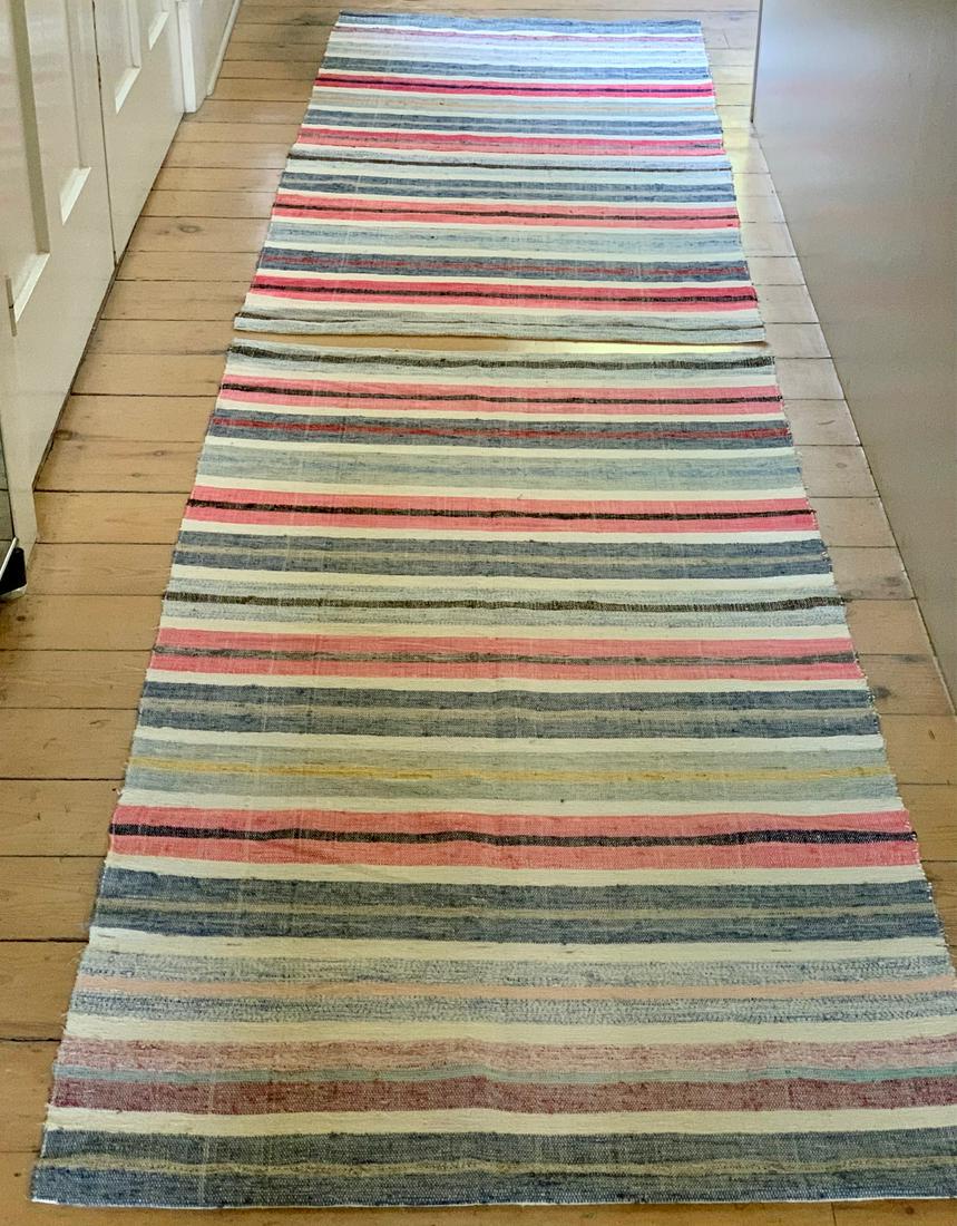 Pair early 20th c (unused) Rag Carpet (1 of 6)