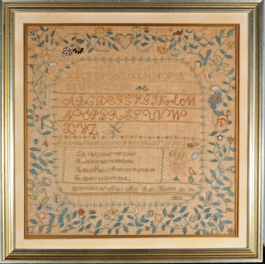 MARY ANN BALL- SAMPLER – TEMPLE, NH 1823 (1 of 1)
