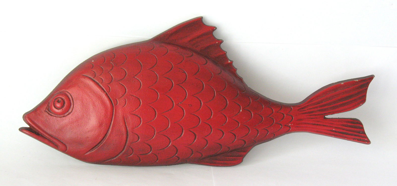 Vintage Cast Metal Red Fish Trade Sign (1 of 2)