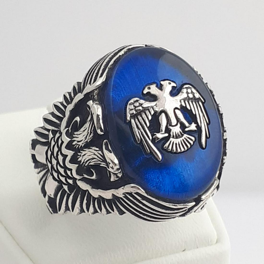 925 Sterling Silver - Ring: Ring Gender : Men Material : 925 Sterling Silver With enamel decoration Weight : 0,42 ozt. / 13 gr Condition : NEW / Unused Size : US:12 , EU:67.2 , UK:X , D:21.5 mm Free resizing on