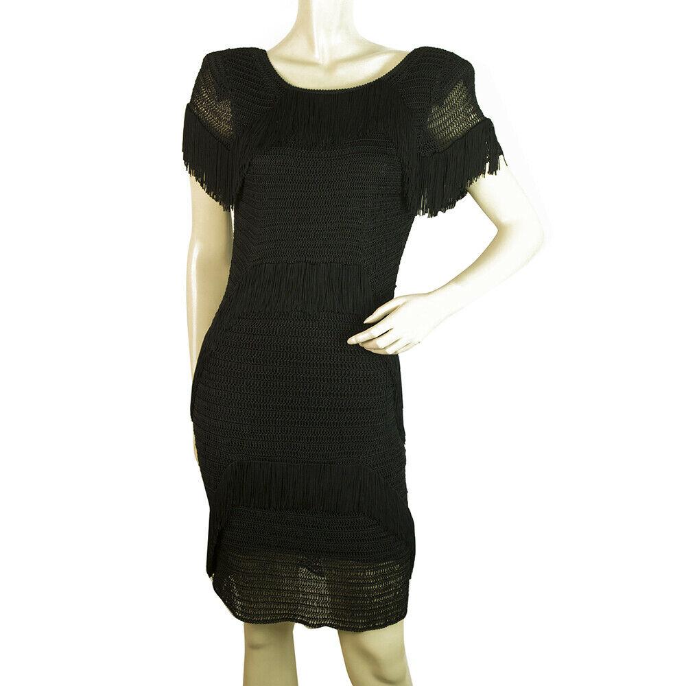 Topshop Black Knit Fringes Padded Soulders Open Back (1 of 12)