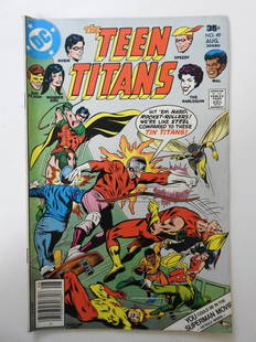 Teen Titans #49: No Reserve! Teen Titans #49 - VG Shipping:Domestic: Flat-rate of $9.99 (1-8 items ) or $19.99 (9+ items) to anywhere within the contiguous U.S.International: Foreign shipping rates are determined by