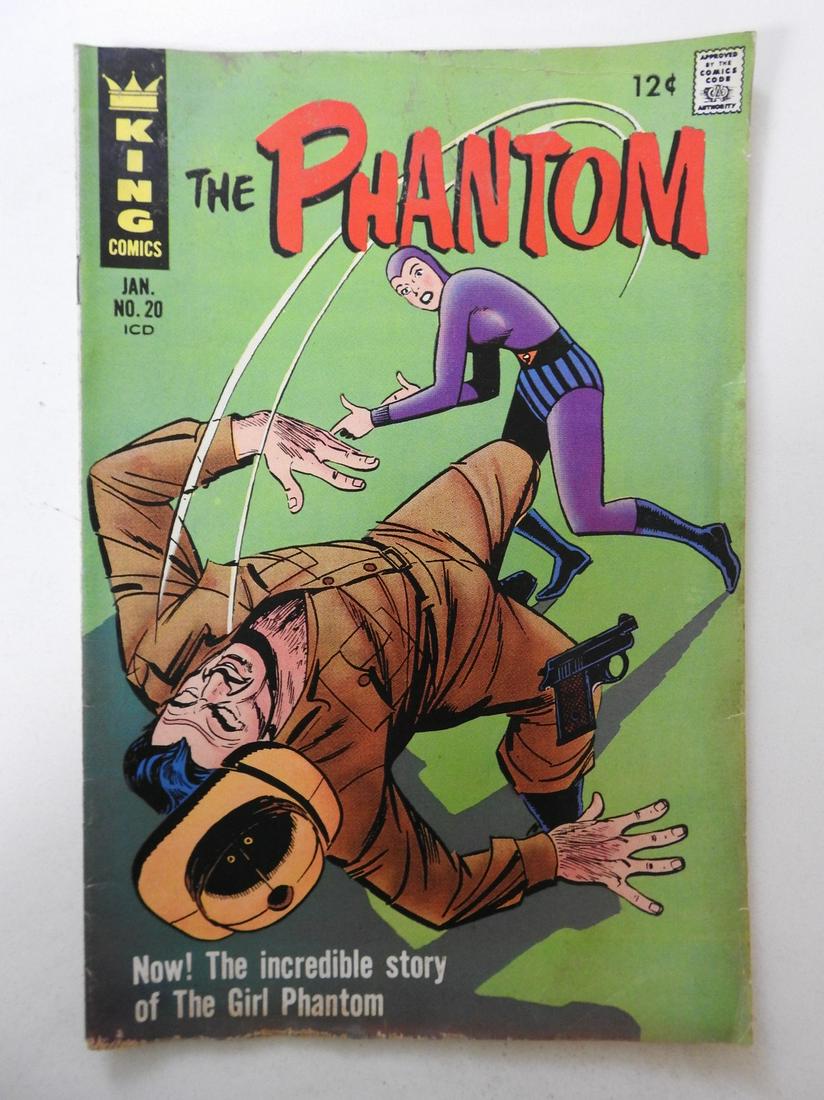 Phantom #20: No Reserve! Phantom #20 - VG- Centerfold detached at bottom staple, bug chew Shipping: Domestic: Flat-rate of $9.99 (1-8 items ) or $19.99 (9+ items) to anywhere within the contiguous U.S. Internation