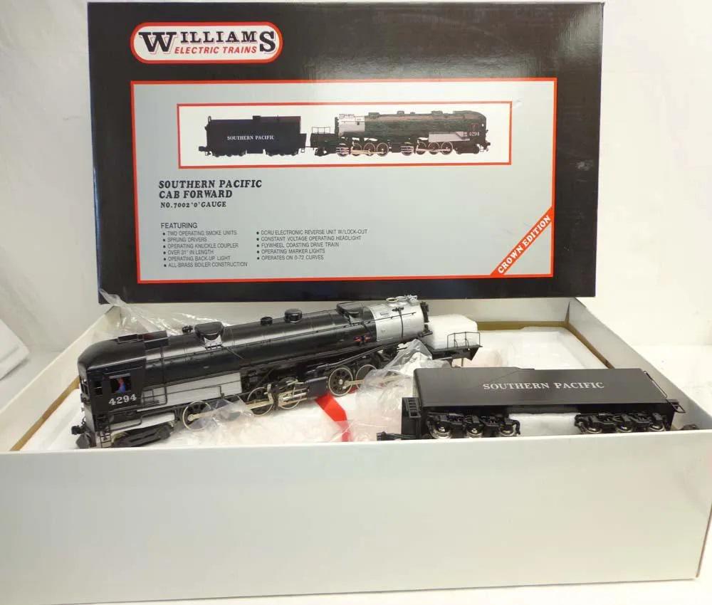Williams brass #7002 Southern Pacific 2-8-8-4 Cab: Williams brass #7002 Southern Pacific 2-8-8-4 Cab Forward in OB, all brass ,gauge O, electric,c10 in c10 box. . Reserve: $799.00 Shipping: Domestic: Flat-rate of $65.00to anywhere within the contiguou