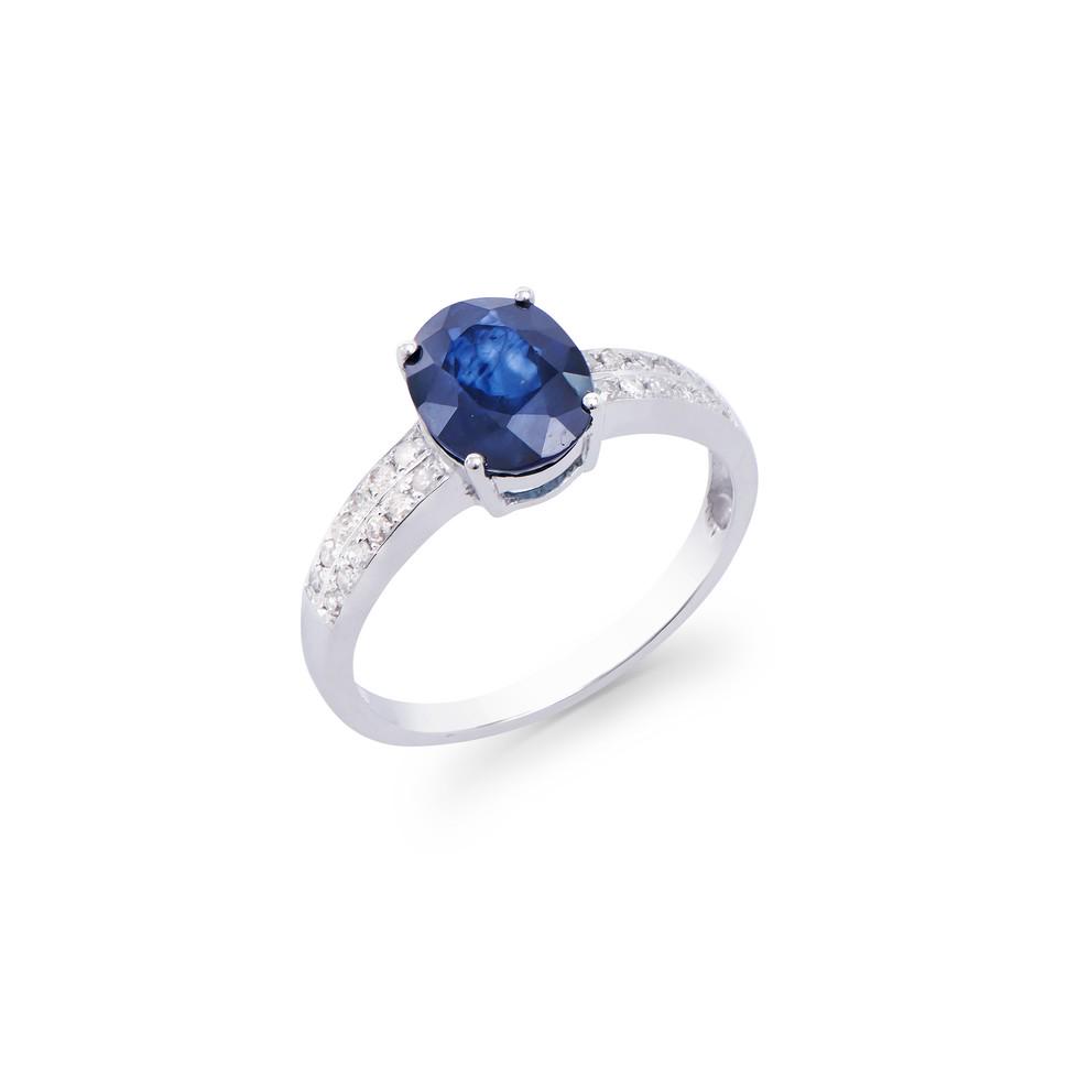 2.25 CTS CERTIFIED DIAMONDS & BLUE SAPPHIRE 14K WHITE (1 of 4)