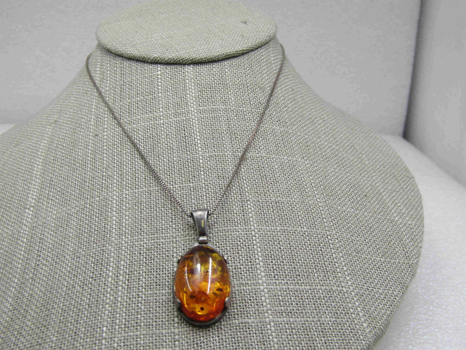 Vintage Sterling Baltic Amber Necklace, Signed Poland, (1 of 7)