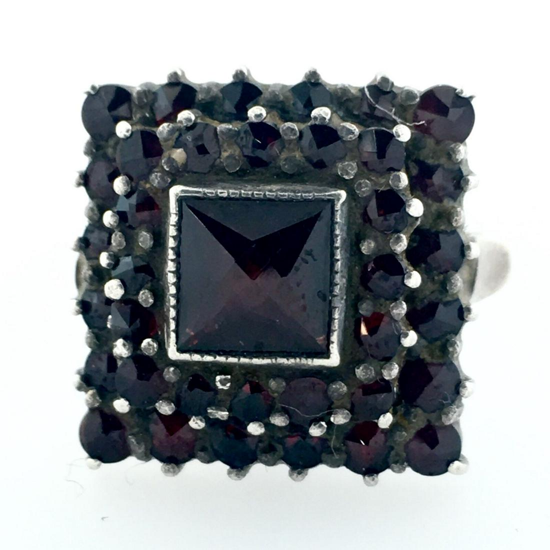 Stunning Silver and Garnet Square Layers Ring Circa (1 of 10)