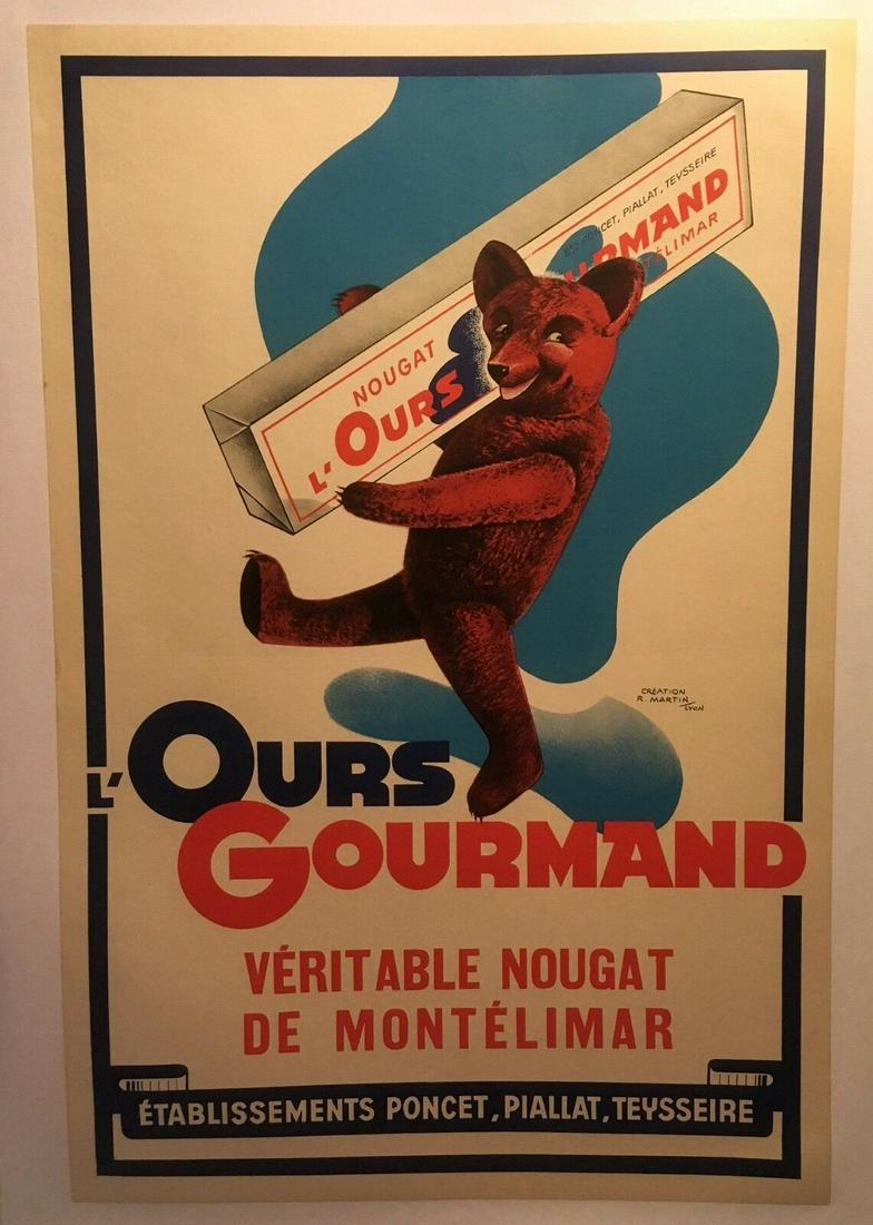 Original Vintage "Ours Gourmand" French Candy Poster (1 of 5)