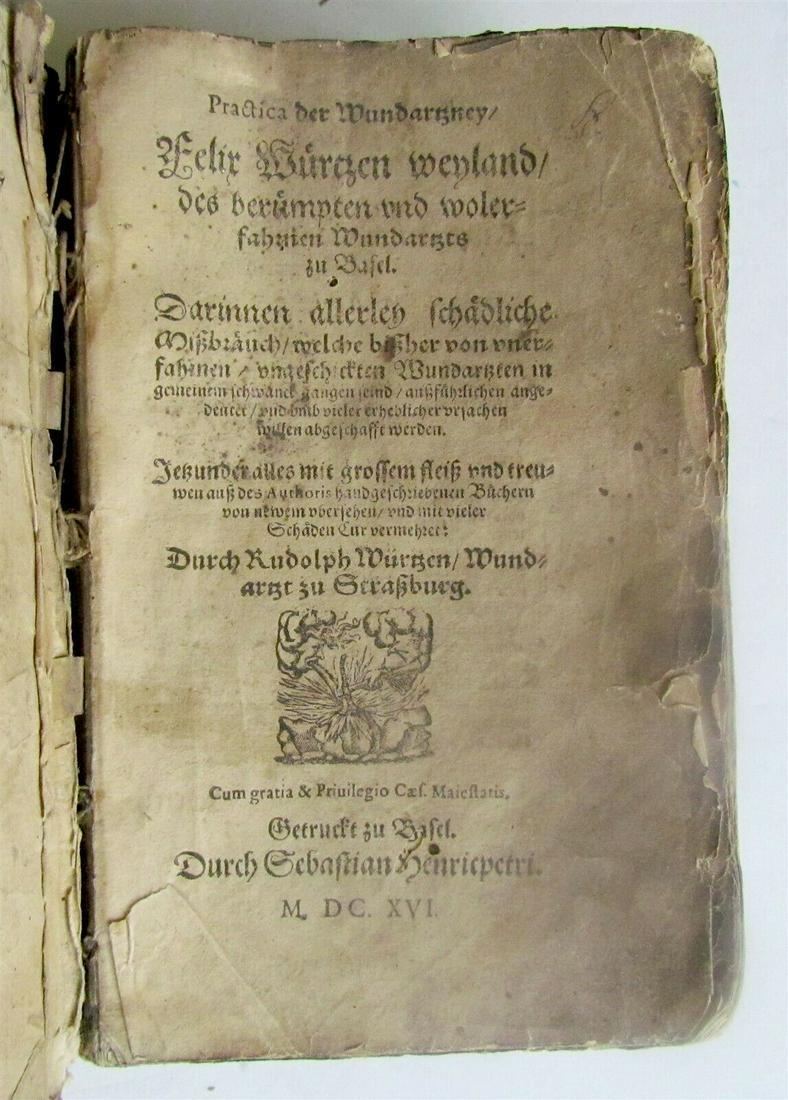 1616 MEDICAL book by Felix Wurtz in GERMAN ANTIQUE (1 of 12)