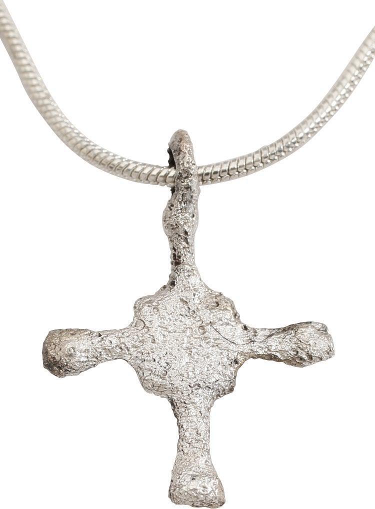 MEDIEVAL CHRISTIAN CROSS NECKLACE C.800-1000 AD: Carolingian, the period of Charlemagne. The emergence from the Dark Ages is embodied in the rise to power of the Frankish King, Charlemagne in 768 (founder of the Holy Roman Empire after 800) followed
