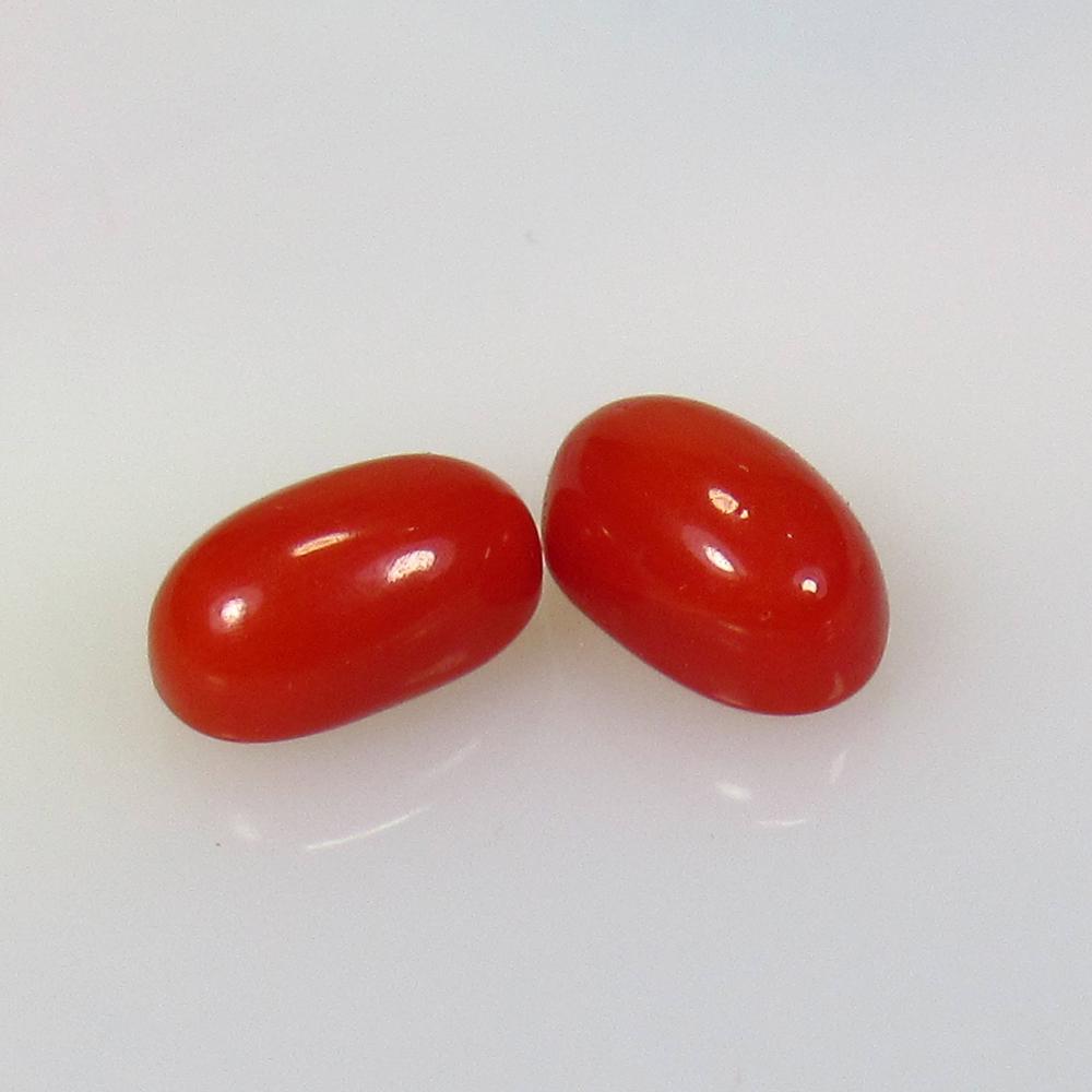 2.83 Ct Natural Italian Red Coral Oval Pair (1 of 2)