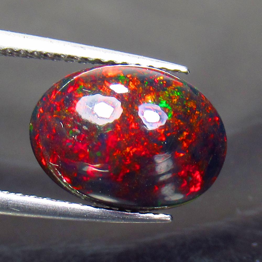 2.67 Ct Natural Ethiopian Black Fire Opal Oval Cab (1 of 2)