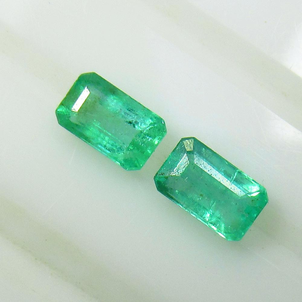 0.66 Ct Natural Zambian Emerald Octagon Pair (1 of 2)