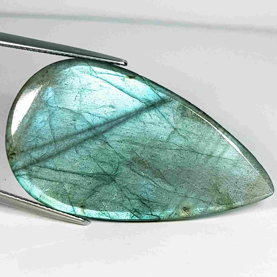 39.47 Ct Natural Labradorite: No Reserve! Title: 39.47 Ct Natural Labradorite Color/Clarity: Opaque Gemstones: LooseGemstone Carat Weights: 39.47 Size/Dimensions: 40.60 x 22.80 x 5.50 Additional Information: Pear - USA Shipping: