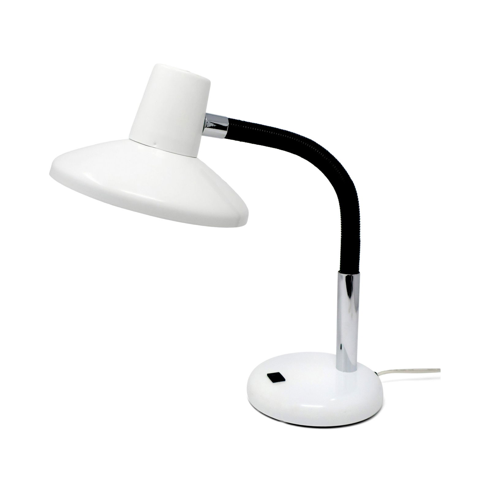 Vintage White and Chrome Gooseneck Desk Lamp (1 of 6)