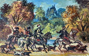 Oil painting Autumn hunt Alexander Arkadievich Litvinov (1 of 9)
