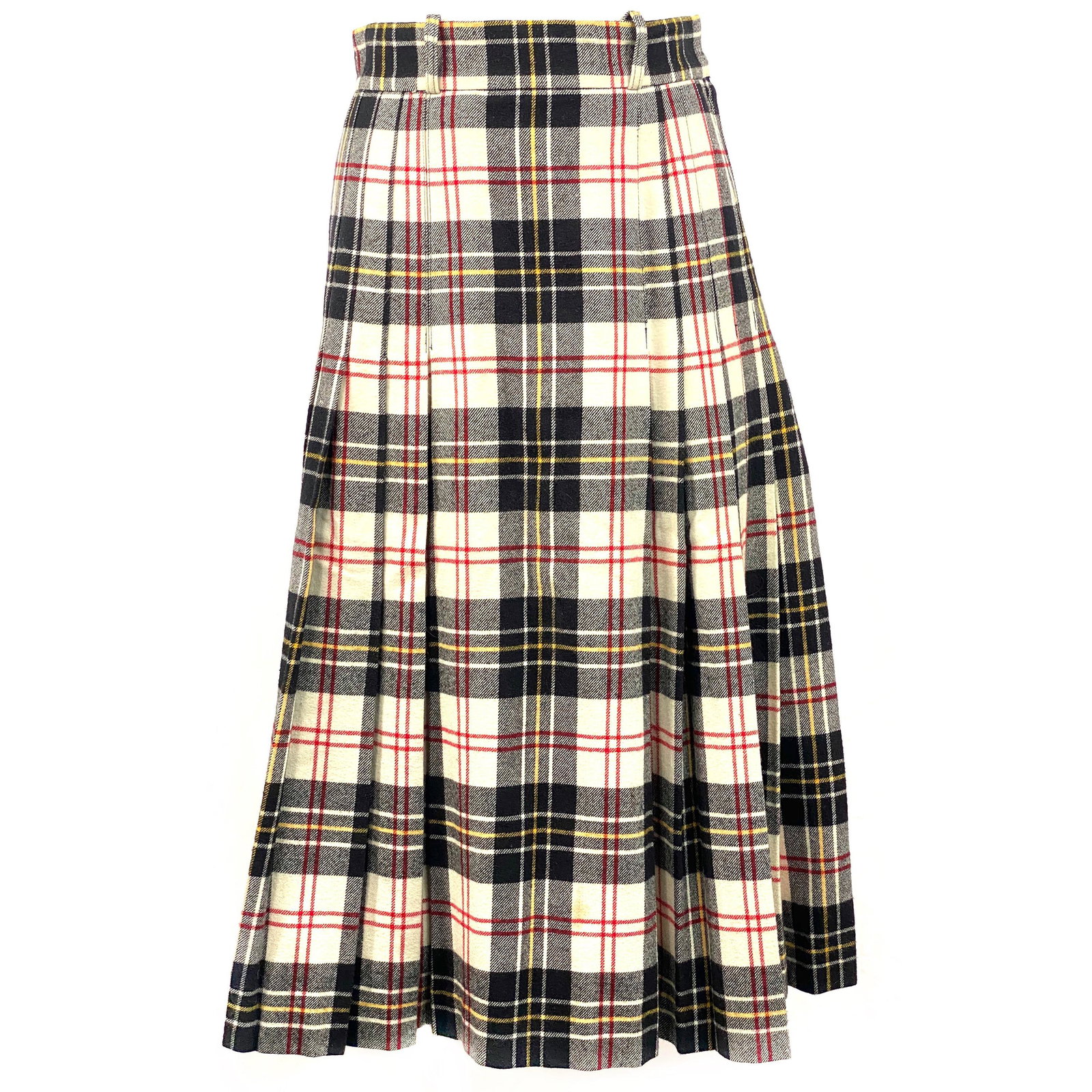 Vintage Valentino Boutique Wool Plaid Flare Midi Skirt (1 of 6)