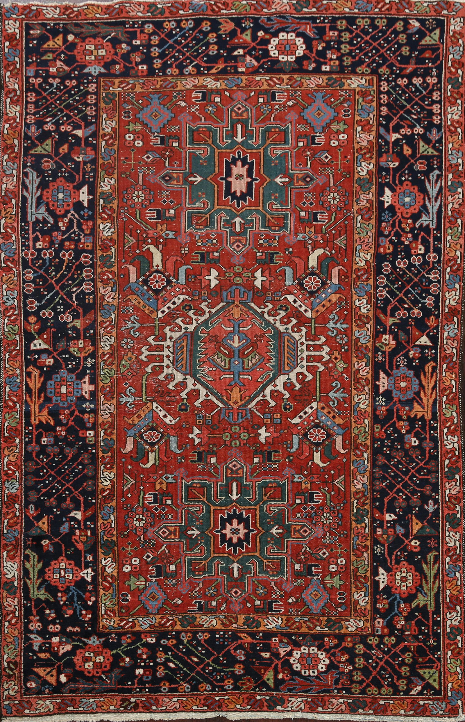 Antique Gharajeh Vegetable Dye Persian Area Rug 5x7 (1 of 10)