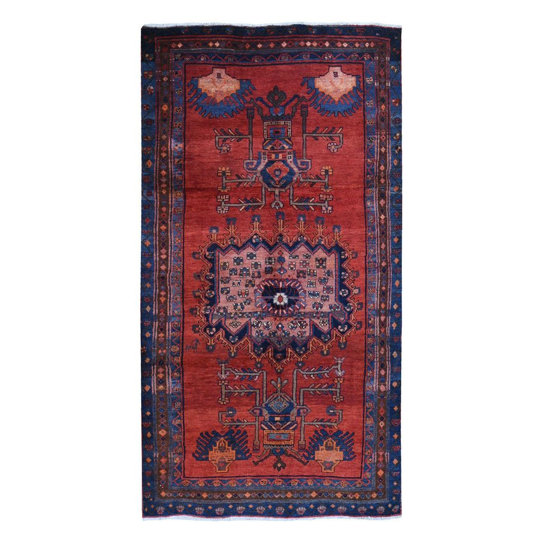 Vintage Persian Hamadan Sunset Red with Unusual Flower (1 of 7)