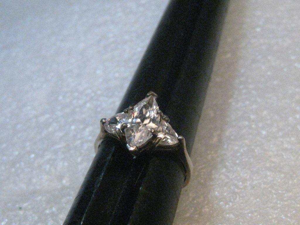 Sterling Silver Marquise Clear Ring, size 8.5, signed (1 of 6)