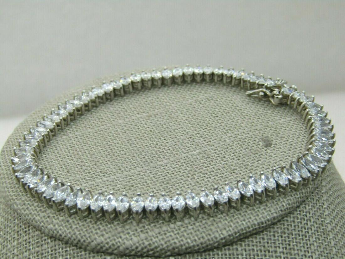 Sterling Silver Marquise CZ Tennis Bracelet, 7.5" (1 of 11)