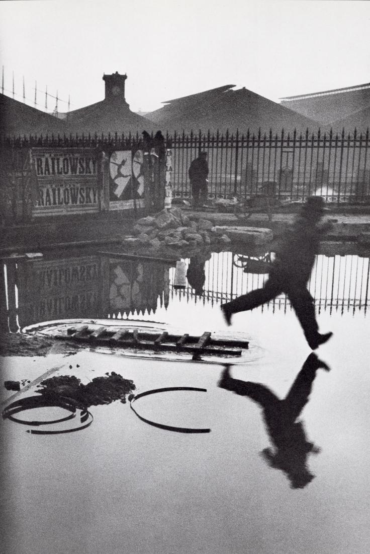 HENRI CARTIER-BRESSON - Behind the Gare, Paris, 1932: Artist: Henri Cartier-Bresson Title: Behind the Gare, Saint Lazare, Paris, 1932 Medium: Photo Litho, 1979, USA Dimensions: 6.95x10.4" Description: Heat Wax Mounted on 11x14" Conservation Board Artist 