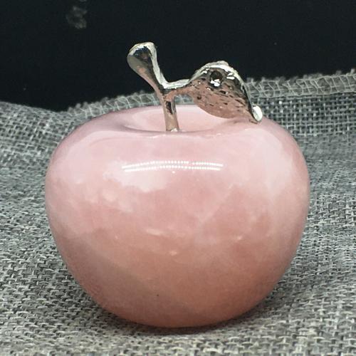 Natural pink rose quartz apple skull Crystal hand (1 of 6)