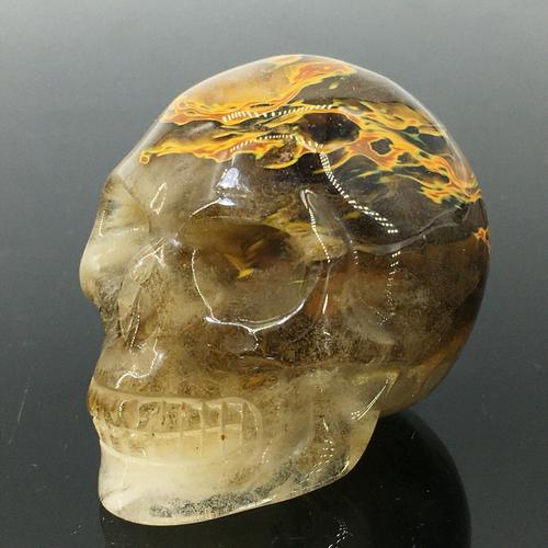 2.0" Yellow Melting stone Quartz Crystal skull hand (1 of 6)